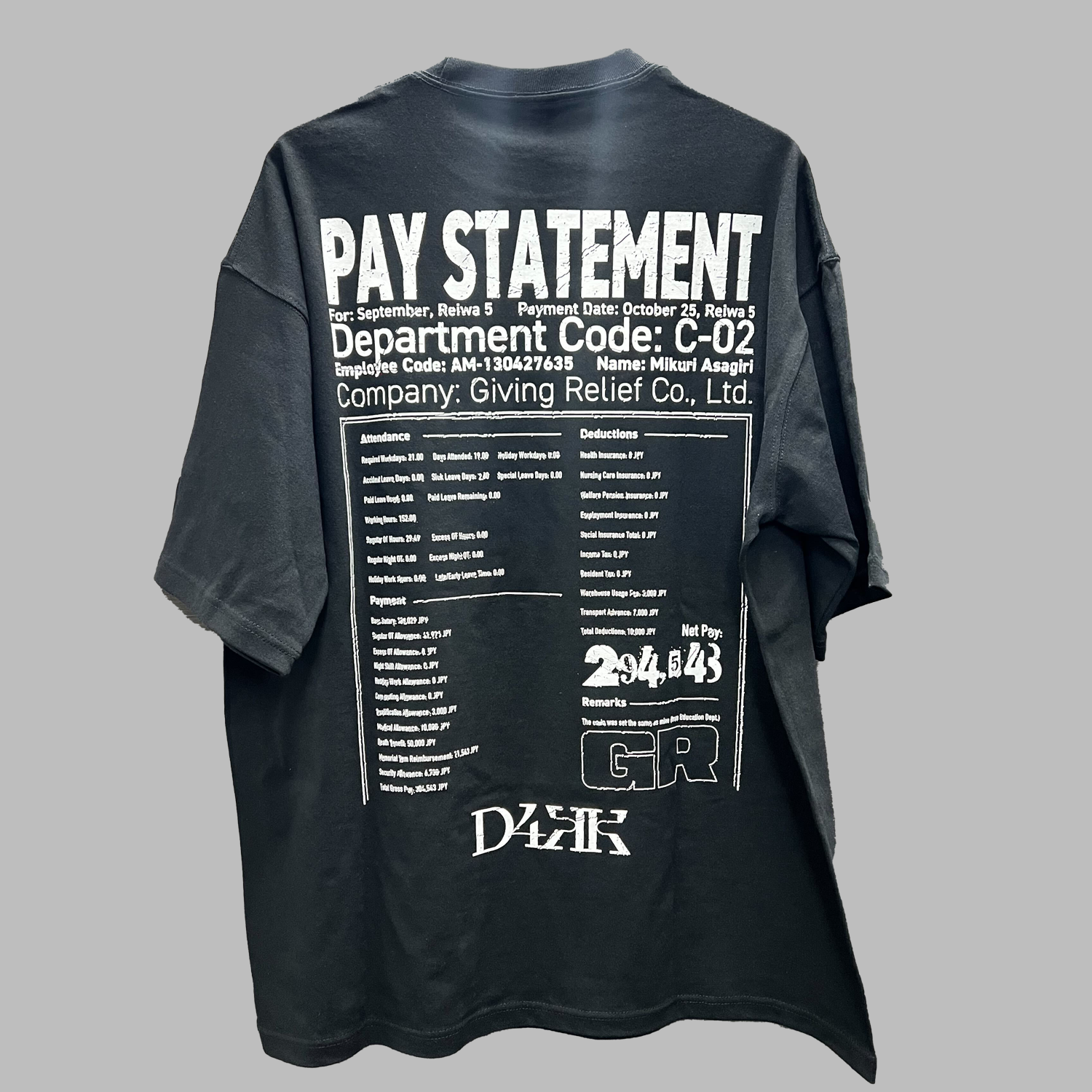 RESTRICTED：人の給与明細 Tシャツ