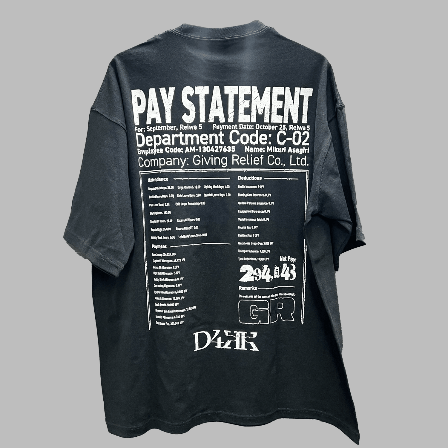 RESTRICTED：人の給与明細 Tシャツ