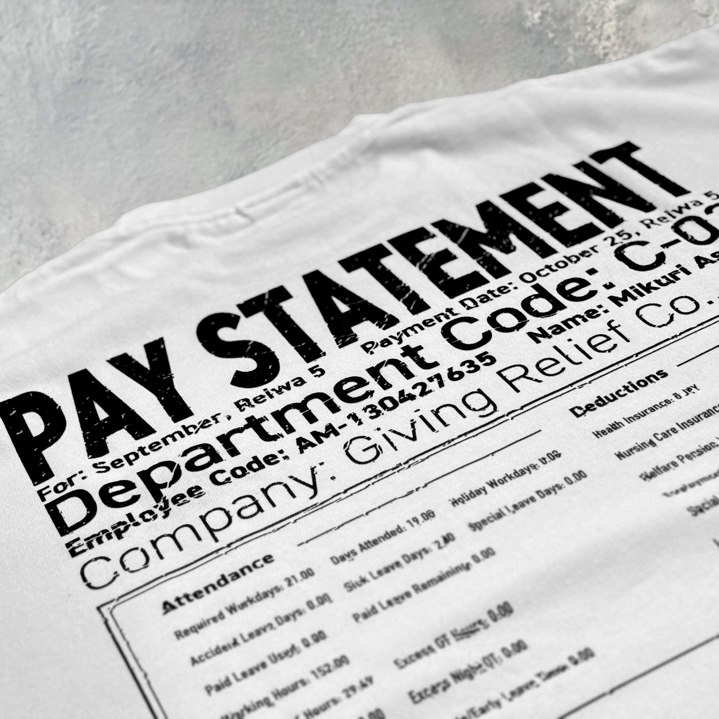 RESTRICTED：人の給与明細 Tシャツ